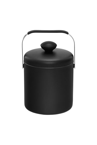 Ambition Ice bucket with lid, handle and tongs 1.3L, stainless steel, black, Ice