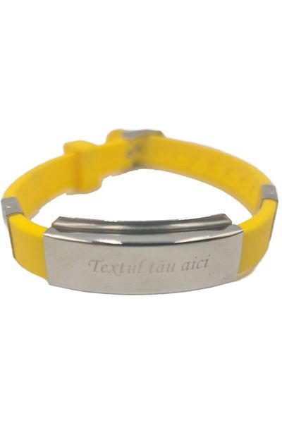 dalimag Silicone Bracelet, Personalized Text, Adjustable, Yellow,
