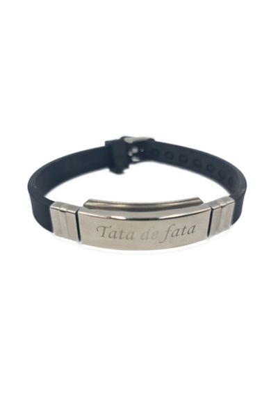 dalimag Brățară din silicon cu textul „Tata de fata”, 22 cm, Negru