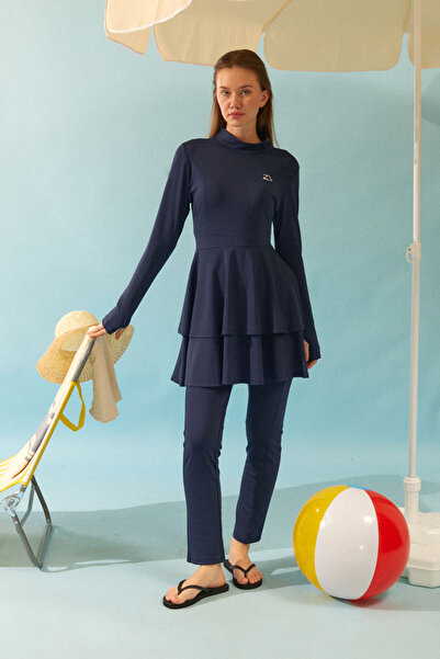 ZÜLAYS Eteği Katlı Mayo Takımı Lacivert