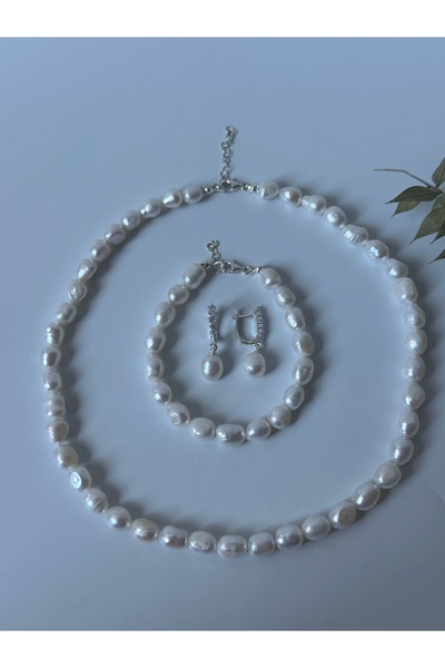 DURAN TAKI TASARIM Gerçek İnci Gümüş Set
