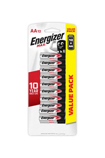 rexa 12-Pack AA Max Batteries – Silver – Long-Lasting Power in Blister Card Pack