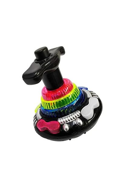 dalimag Jucarie Titirez Automat, Model Top Toy, Muzica, Joc de Lumini, Negru, 8 cm,