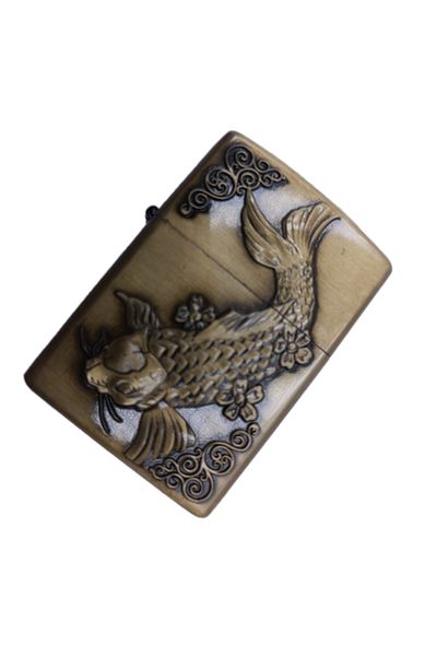 dalimag Metal Lighter Fishing Catfish Model, Detachable, Refillable, Gasoline, Gold, 6 cm,