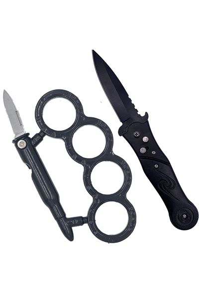 dalimag Trusă tactică de autoapărare, cuțit pliabil Stealth cu deschidere automată 20 cm, cuțit de pumn cu taur
