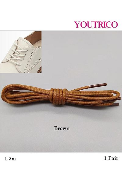 Youtrico 1 Pair Round Waxed Dress Shoelaces - Thin and Stylish for Formal Shoes(1.2m）