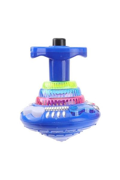 dalimag Jucărie cu titirez automat, model albastru, 8 cm, muzică, spectacol de lumini