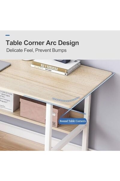 AGD Contemporary Home Office Desk for Computer, Gaming, Writing, and Studying with Shelf (Brown, 120×45