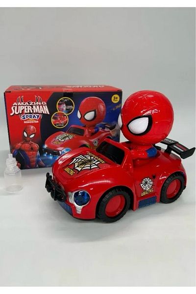 Toybox B/O Spiderman Cartoon Electric Toy Car for Kids with Colorful Lights Music & Spray Mist Exhaust