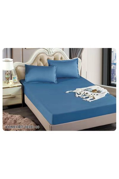 FIONNA.RO Ribbed Jersey Elastic Duvet Cover 180x200cm - Regal Blue