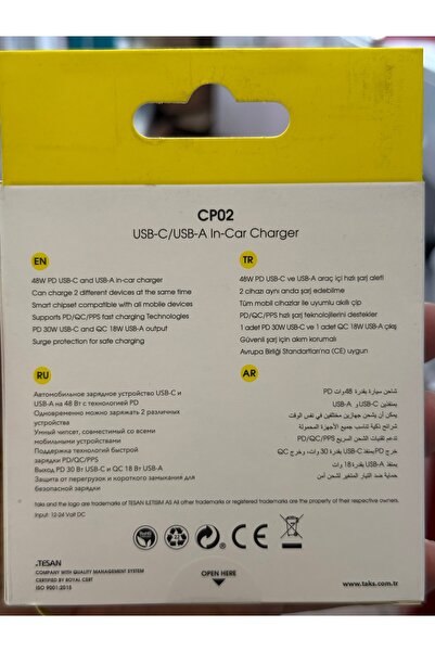 Ttec Taks 5CP02S taks CP02 Duo 48W PD/QC USB-C+USB-A Araç Hızlı Şarj Aleti Siyah