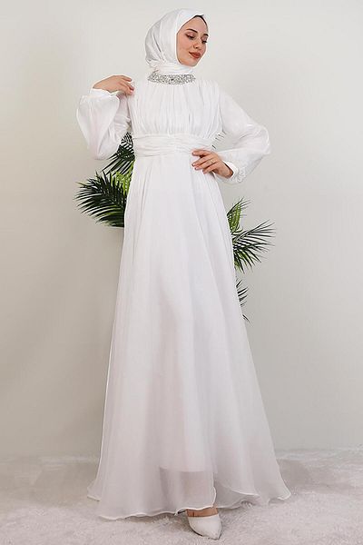 GİYZAMİLA Βραδινό φόρεμα Azra Silk Λευκό