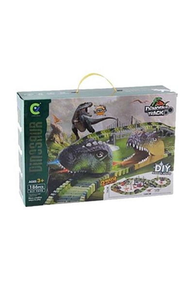 dalimag Dinosaur Track Set, Interactive, With Car and Other Accessories, for Children, 99 cm x 69 cm, Green