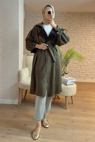Salih Çelebi 2160 Καπέλο σουέτ με λεπτομέρεια Cummerbund - KHAKI