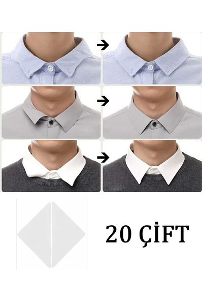 MONJARO Collar Straightener - 20 Pairs - Adhesive Transparent Sticker That Keeps Shirt and T-Shirt Collars Straight