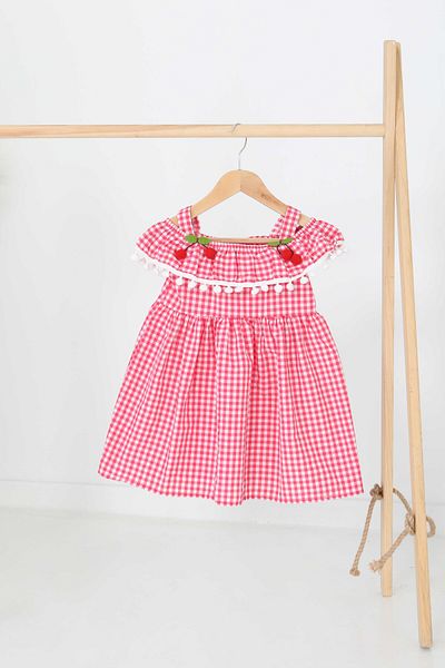 TOFİSA Girl's Fuchsia Cherry Dress - 27164