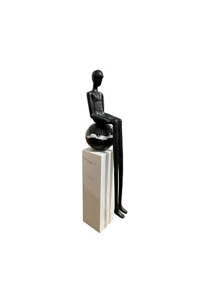 LUXXO Statuie decorativă din marmură și rășină, Adornos, 8x8x43cm, alb/negru