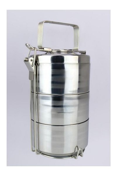 Elista 3-Piece Steel Bowl Food Transport Storage and Transport Bowl for Business Office School Gray - Yk1430 C320.025