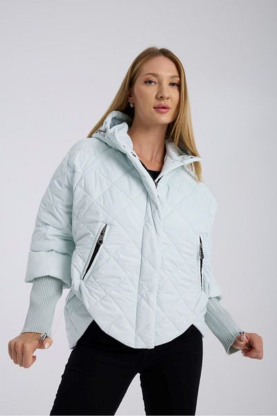 G-FOX Women's Fixed Hooded Knitwear Rib Detailed Quilted Sports down Coat - Stylish and Warm Design 8704