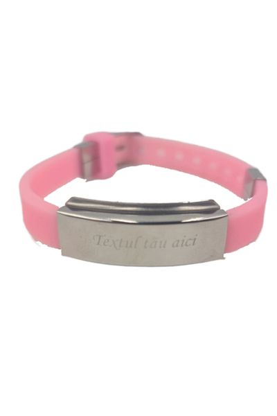 dalimag Silicone Bracelet, Personalized Text, Adjustable, Pink,