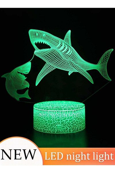 Generic 3D LED Shark Night Light Dimmable Visual Stereoscopic Table Lamp