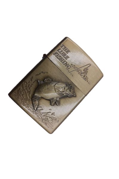 dalimag Metal Lighter Fishing Model, Detachable Interior, Refillable, Gasoline, Gold, 6 cm,
