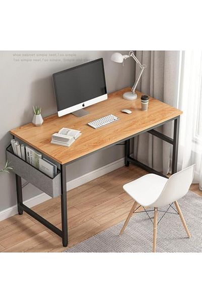 GENERAL Small home computer desk with storage bag and hook, writing desk for studying and home office