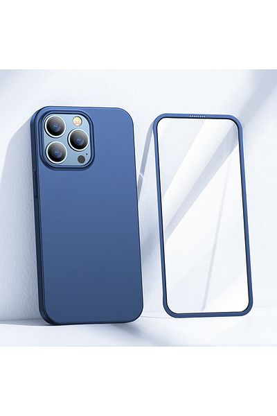 Joyroom Etui pokrowiec do iPhone 13 Pro obudowa na tył i przód + szkło hartowane niebieski