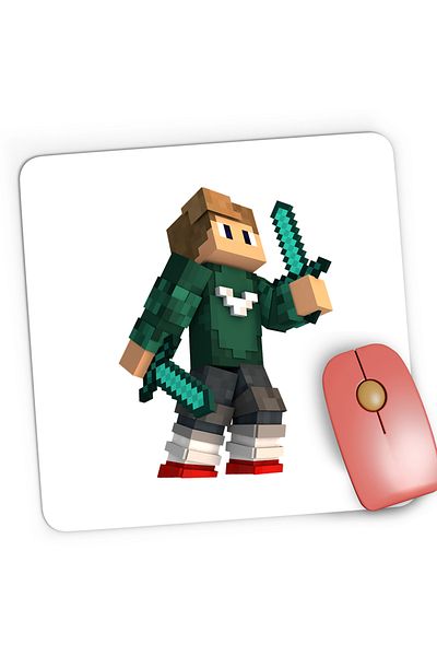 OEM Mousepad Gaming Skin Green Swords Minecraft, 21x19 cm