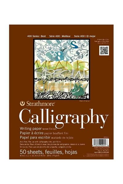 Strathmore 50-Sheet 400 Calligraphy Pad Ink Drawing 75 Gsm White
