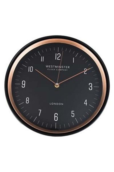 OEM Wall Clock Black with Bronze Edge Ø30 cm