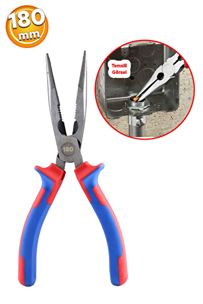 Badem10 Kargaburun Kombine Pense Yan Keski Plastik Saplı 180 mm Kargaburnu Uz...