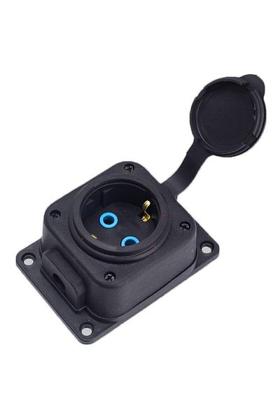 Bylion Surface-Mounted Socket 1x16A Rubber/Cap IP44 Black