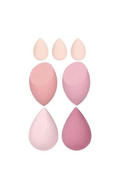 OEM Set 7 Bureti Machiaj Ovoidali, 4 Mari si 3 Mini, Pentru Fond de Ten, Creme si Pudre, Roz