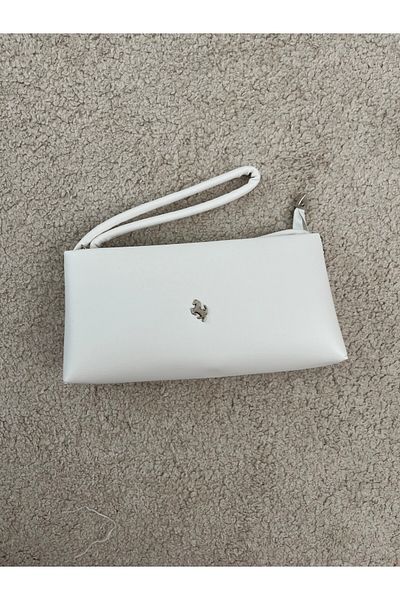 ESNEVA Women's White Color Zippered Faux Leather Simple Design Shoulder Strap Bag