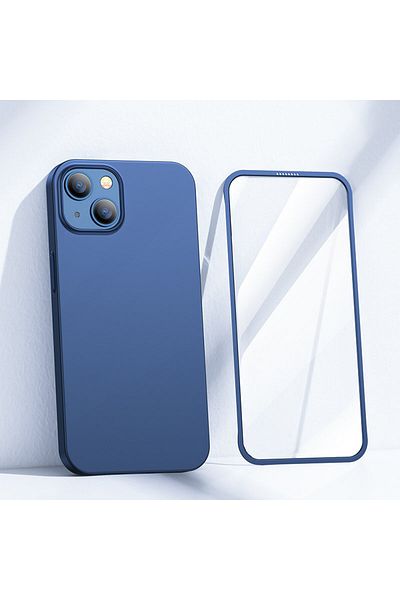 Joyroom Etui pokrowiec do iPhone 13 obudowa na tył i przód + szkło hartowane niebieski
