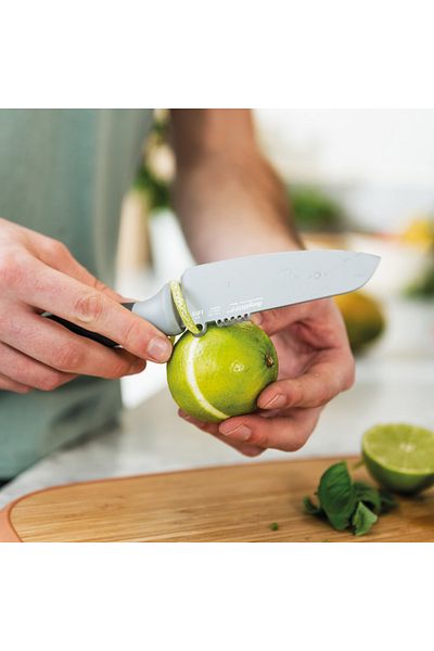 Berghoff Vegetable knife, 11 cm, with scraper, protective sheath, Steel, Grey