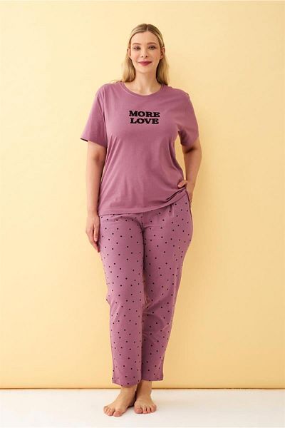 Celira Women's Plum More Love Written Large Size Pajama Set