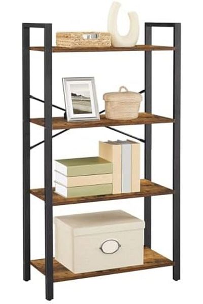 AGD Multipurpose Storage Cabinet 4 Tier Open Metal Frame, Standing Shelf Unit for Storage and Display, f