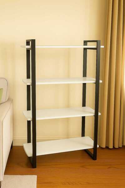 Metal Kitaplık 4 Raflı Çok Amaçlı Dosya Kitap Rafı Ofis Salon Raf 60 x 135 cm