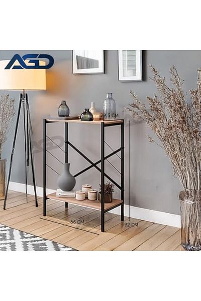 AGD Coffee Corner, Side Table, 3 Multipurpose Shelves to Display and Organize Your Needs - Wooden