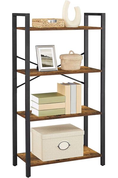 AGD Multipurpose Storage Cabinet 4 Tier Open Metal Frame, Standing Shelf Unit for Storage and Display, f