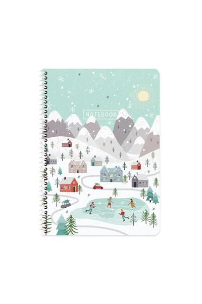 KESKİN COLOR دفتر ملاحظات Seasons ذو غلاف كرتوني مخطط مقاس A4 - شتوي