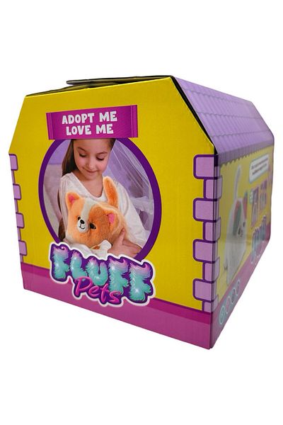 JPT Fluff Pets Mini Interactive Cat Plush Toy - White with Colorful Ears