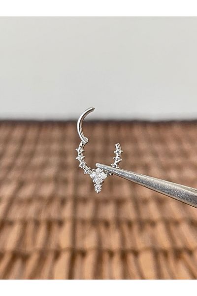 Rupen Kraft 316 L Surgical Steel Diamond Model Interlock Ring Piercing 8 mm X 1.2 mm