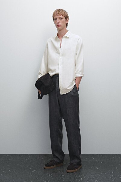 Massimo Dutti Keten karışımlı regular fit gömlek