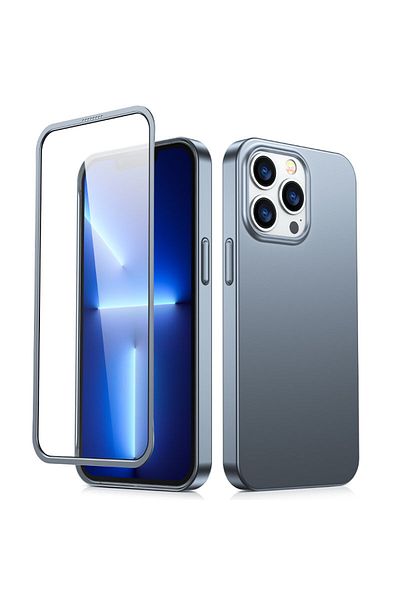 Joyroom Etui pokrowiec do iPhone 13 Pro obudowa na tył i przód + szkło hartowane szary