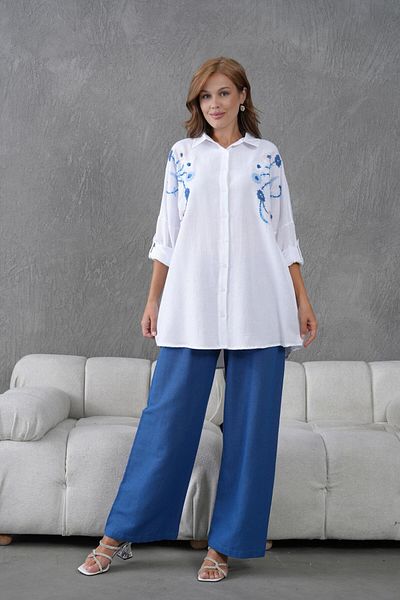 BURRASCA Oversize Linen Set with Embroidered Stones