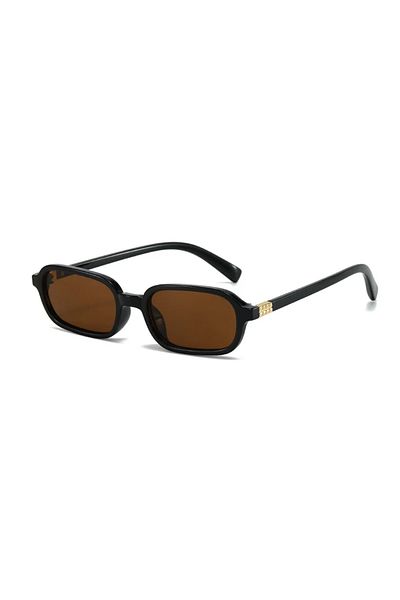 Toz Vintage Glinora Black Frame Brown Glass Vintage & Retro Unisex Sunglasses
