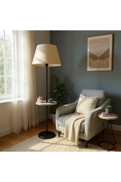 Ömür Avize Retain Modern Siyah Ayaklı konik şapkalı Lambader